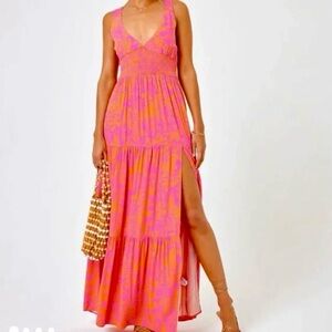 L*SPACE LILIKOI DRESS
Pink and Orange Maxi Dress
Size Small